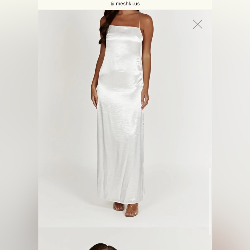 WHITE LIQUID SATIN DRESS